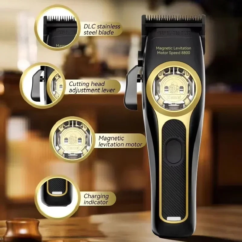 Hair trimmer with features highlighted on a blurred background