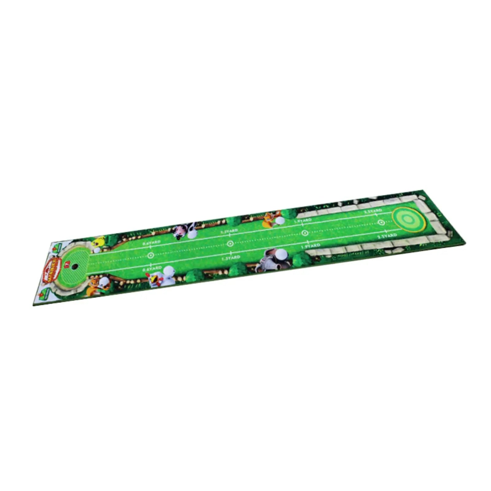 Golf-themed putting green mat on a white background