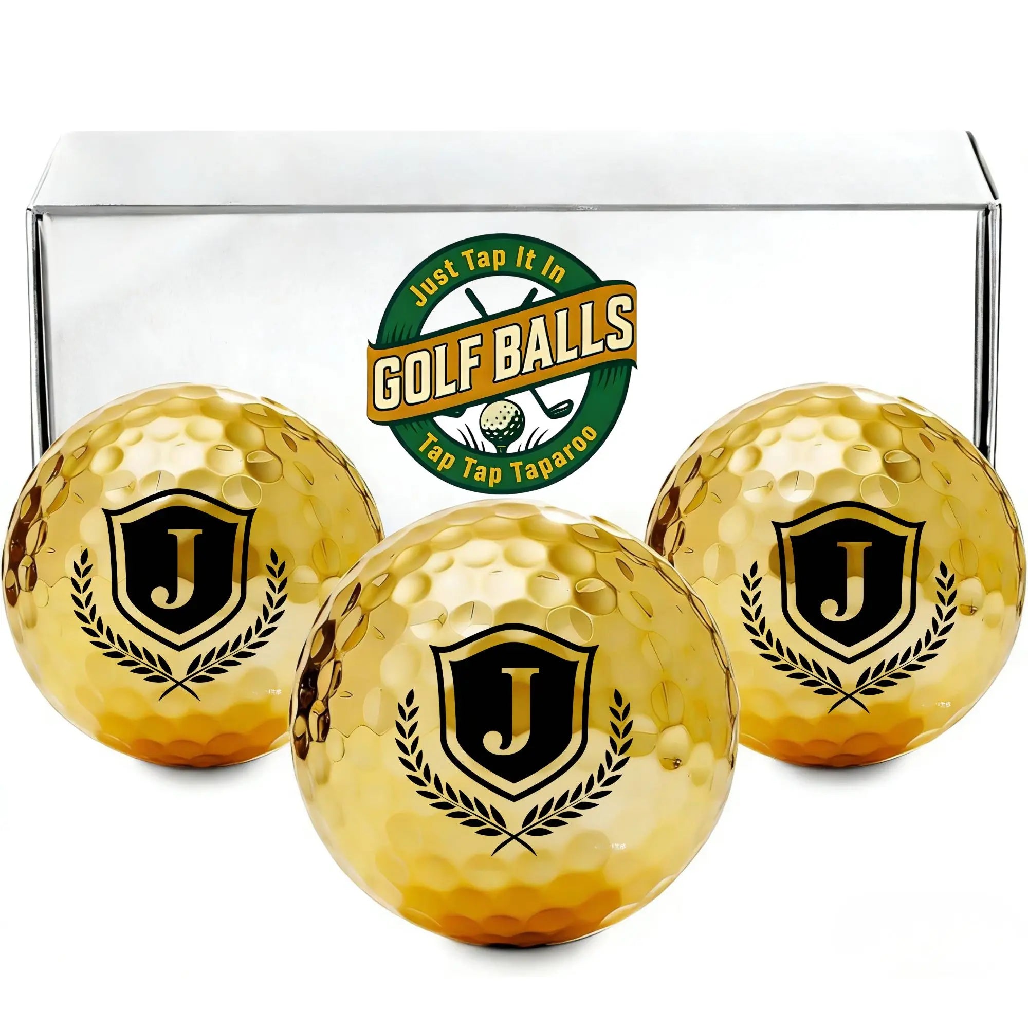 Novelty Golf Gifts for Men | Golden Golf Balls Gift Box Set of 3 | Adistore Golf