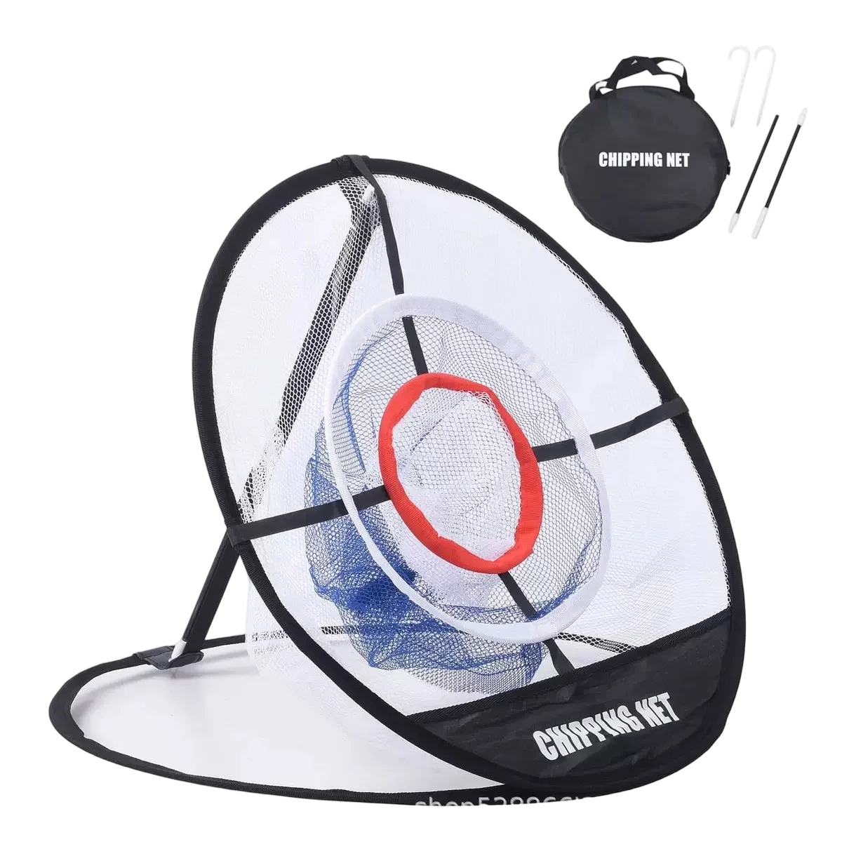 Pop up golf chipping net UK side view — collapsible indoor outdoor practice net