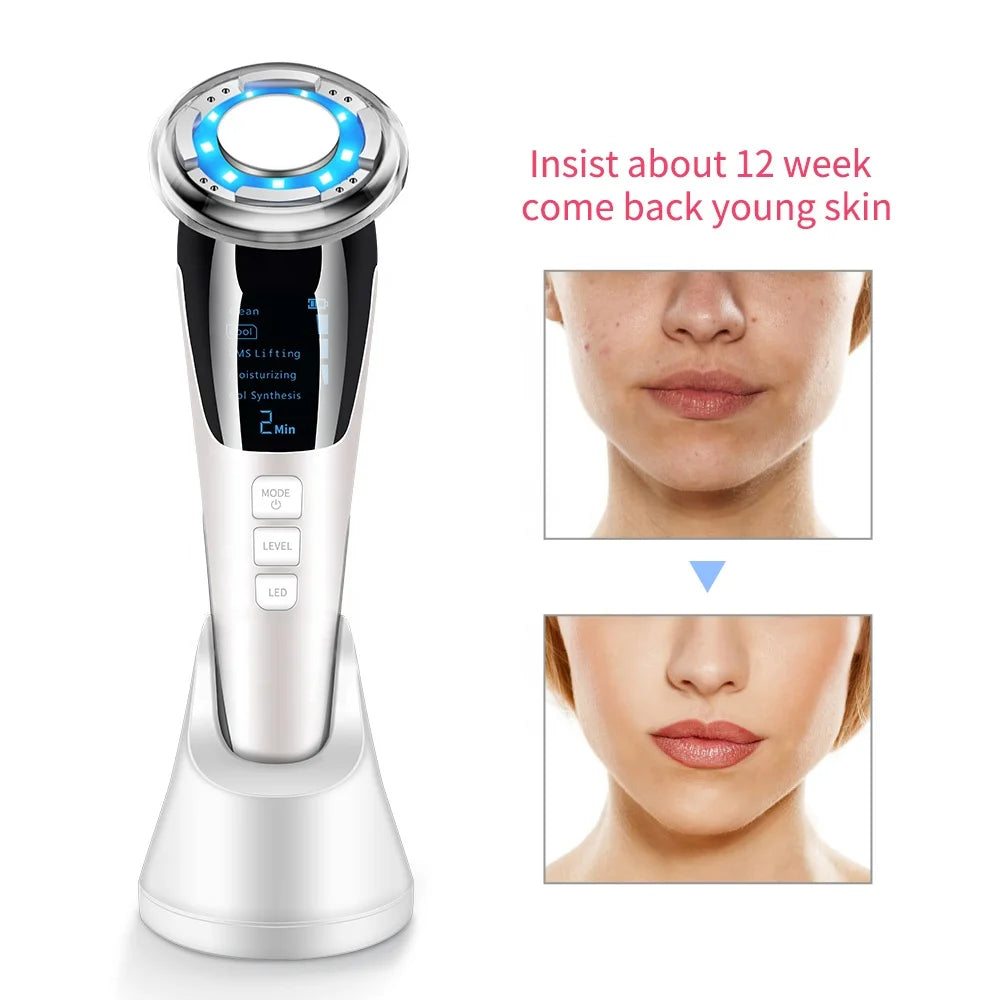 EMS RF Hot & Cold Facial Skin Massager Beauty Device for Women