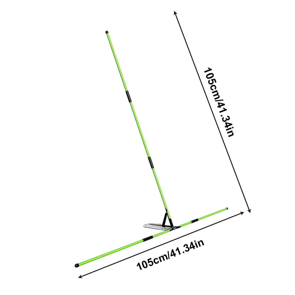 Golf alignment sticks UK - Green broom with measurement details on a white background