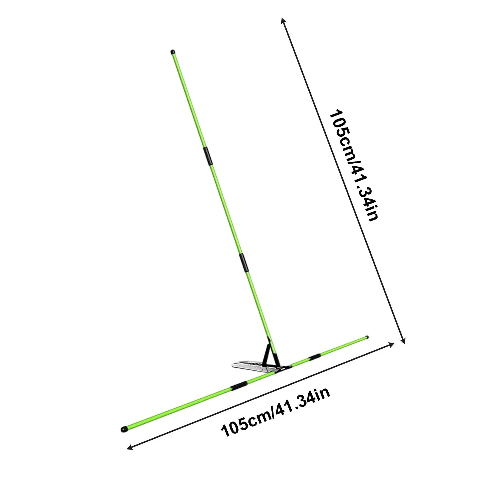 Golf alignment sticks UK - Green broom with measurement details on a white background