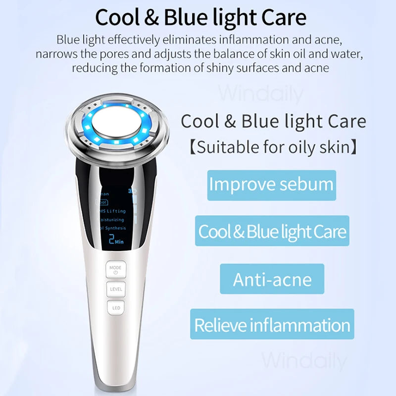 5-in-1 EMS Hot & Cold Facial Massager LED Device