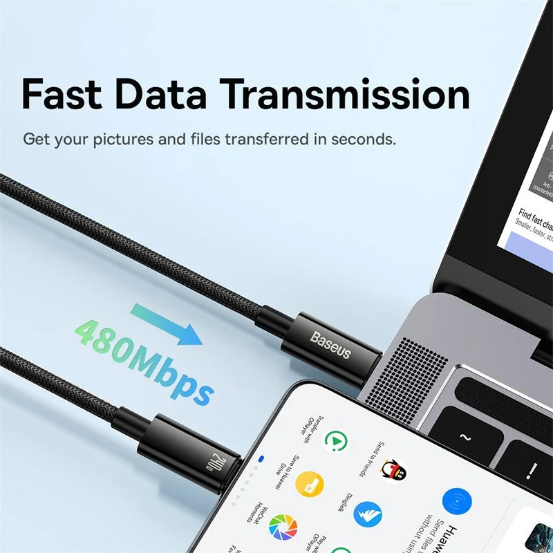 Baseus 240W USB-C Cable 6A – Super Fast Charge for MacBook & Xiaomi