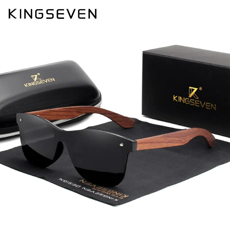 KINGSEVEN Unisex Natural Wooden Sunglasses for Driving.