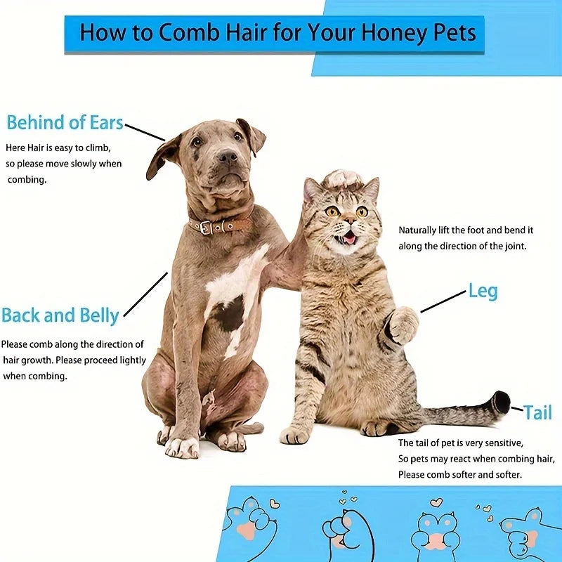 Pet Hair Remover Brush – Deshedding Comb for Dogs & Cats Long Hair - Adistore