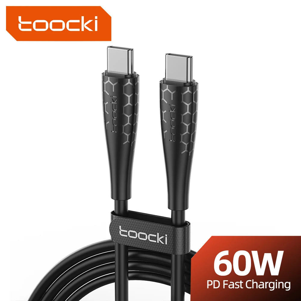 Toocki PD 60W USB C to USB C Cable for Xiaomi OPPO Realme 1/3/5 Pack TPE Type C Cable Fast Charging for fan USB 2.0 Data Cord