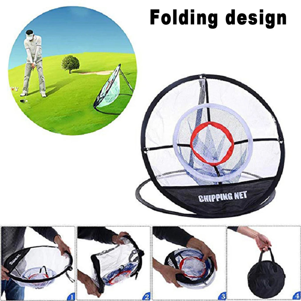Golf chipping mat and net UK with size dimensions — collapsible target practice net