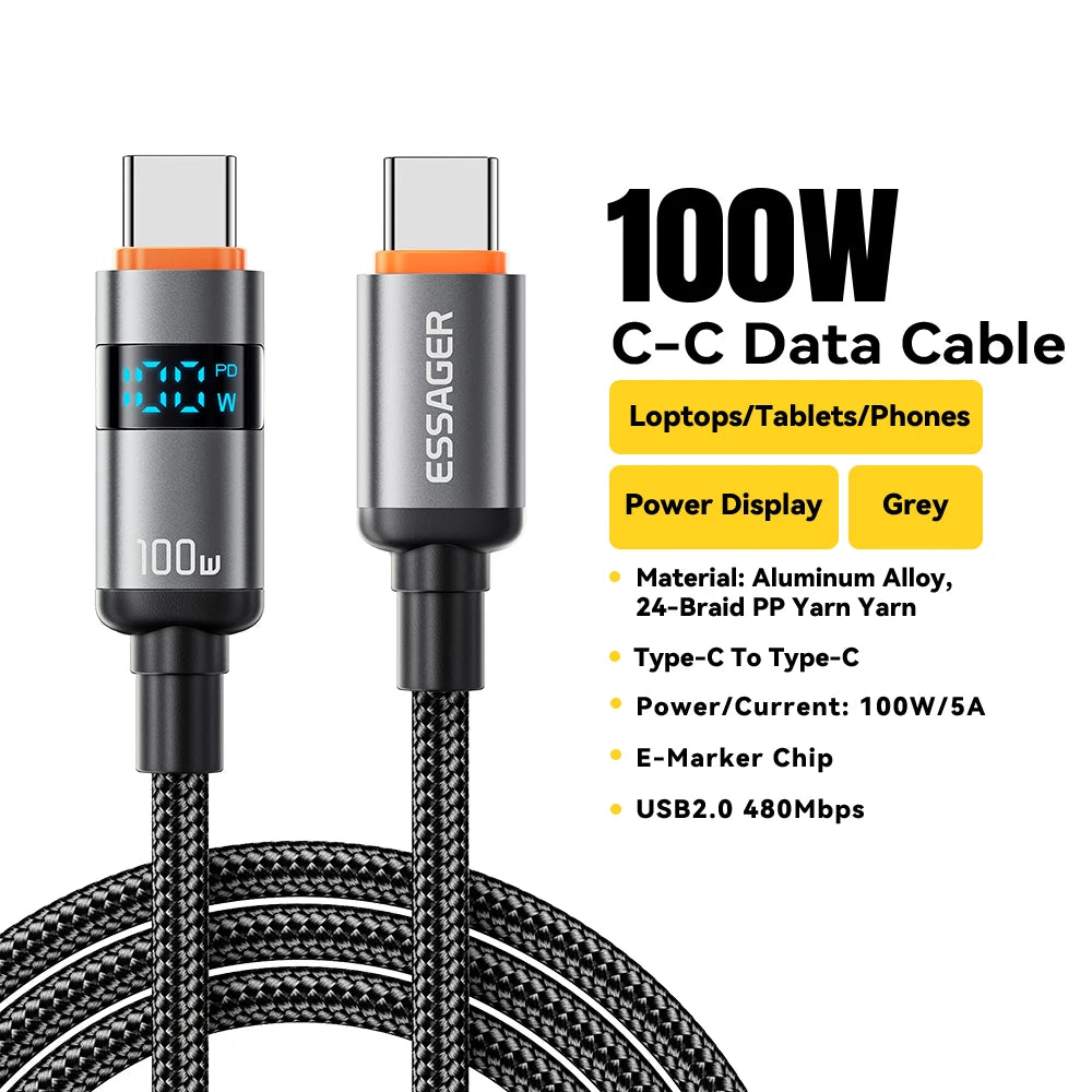 Essager 100W USB-C to USB-C PD Fast Charge Cable