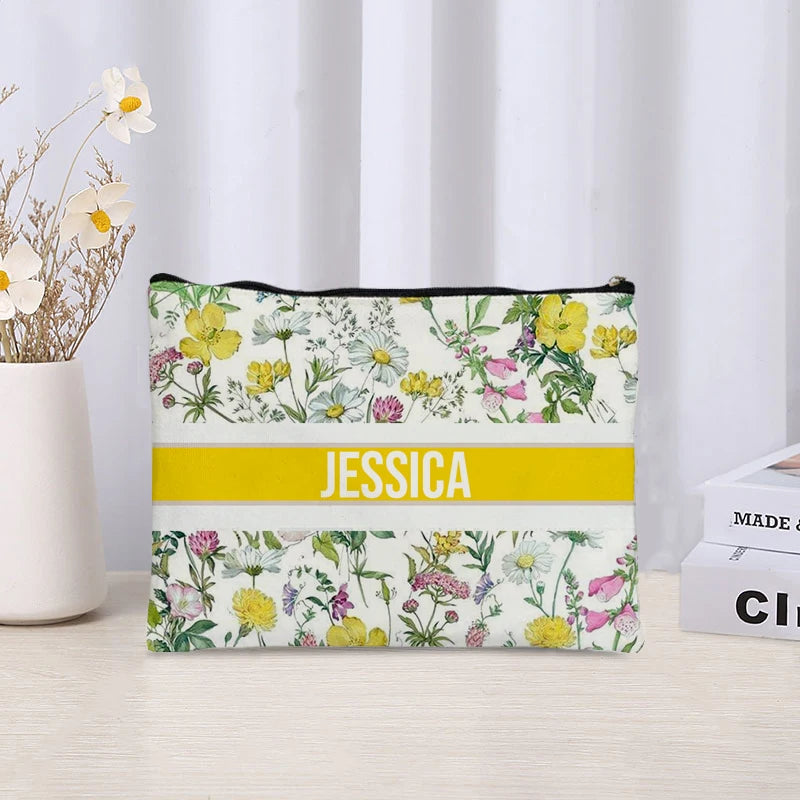 Custom Canvas Makeup Bag – Trendy Travel Cosmetic Organizer for Ladies