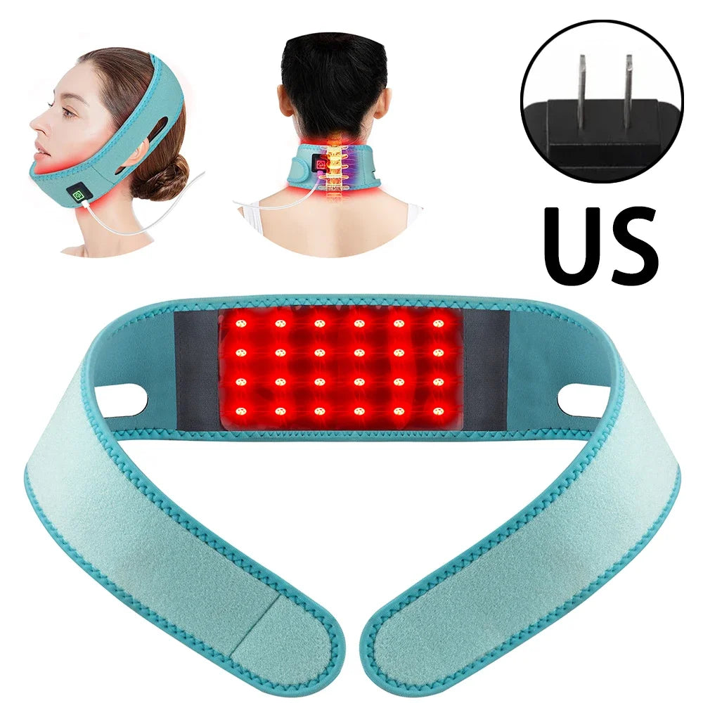 660nm Red Light Infrared 850NM Fabric Chin Neck Home Use Neck Heating Belt Lifting Firming Skin Neck Pain Relief Wrap Skin Care