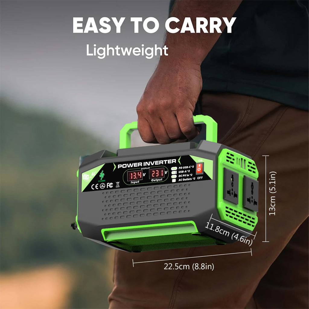 500W 12V to AC Power Inverter with USB & Type-C