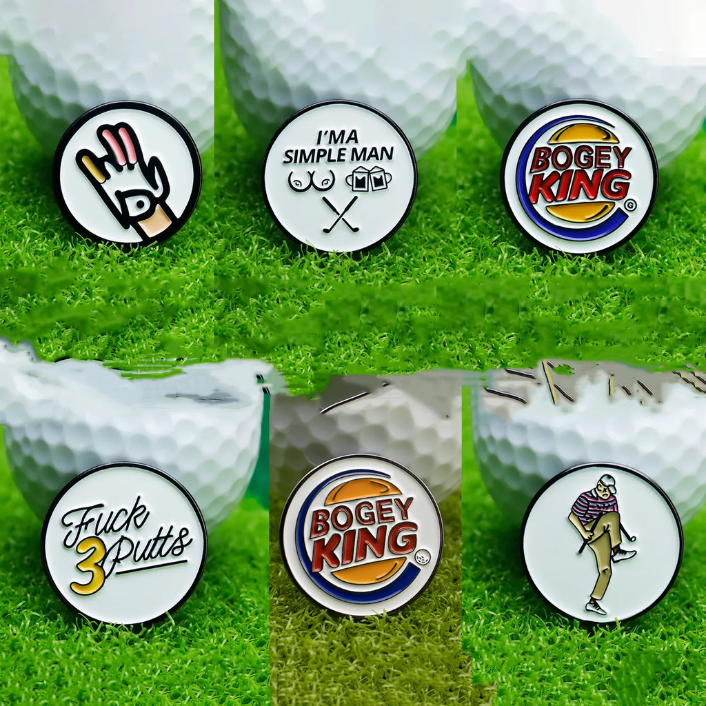 angry golfer enamel ball markers set of four on green