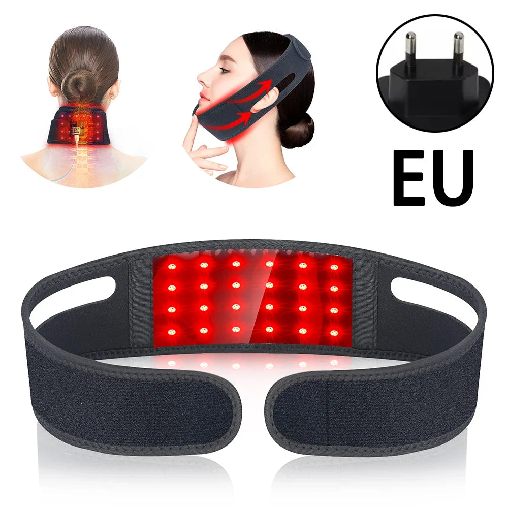 660nm Red Light Infrared 850NM Fabric Chin Neck Home Use Neck Heating Belt Lifting Firming Skin Neck Pain Relief Wrap Skin Care