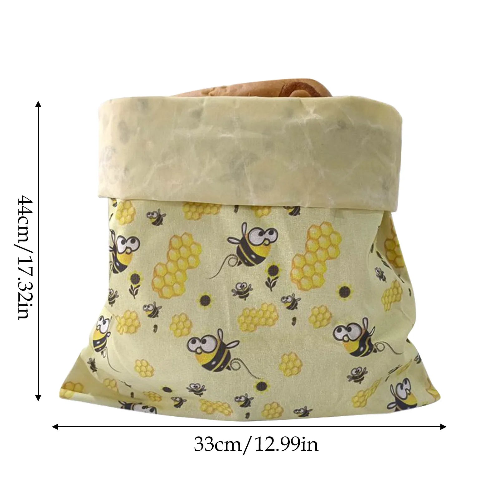 2PC Reusable Bee Print Food Storage Bags for Snacks & Bread