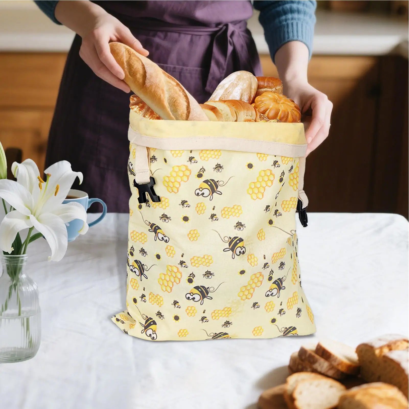 Beeswax Bags For Food Bread Reusable Food Keeper Pouch With Zipper.