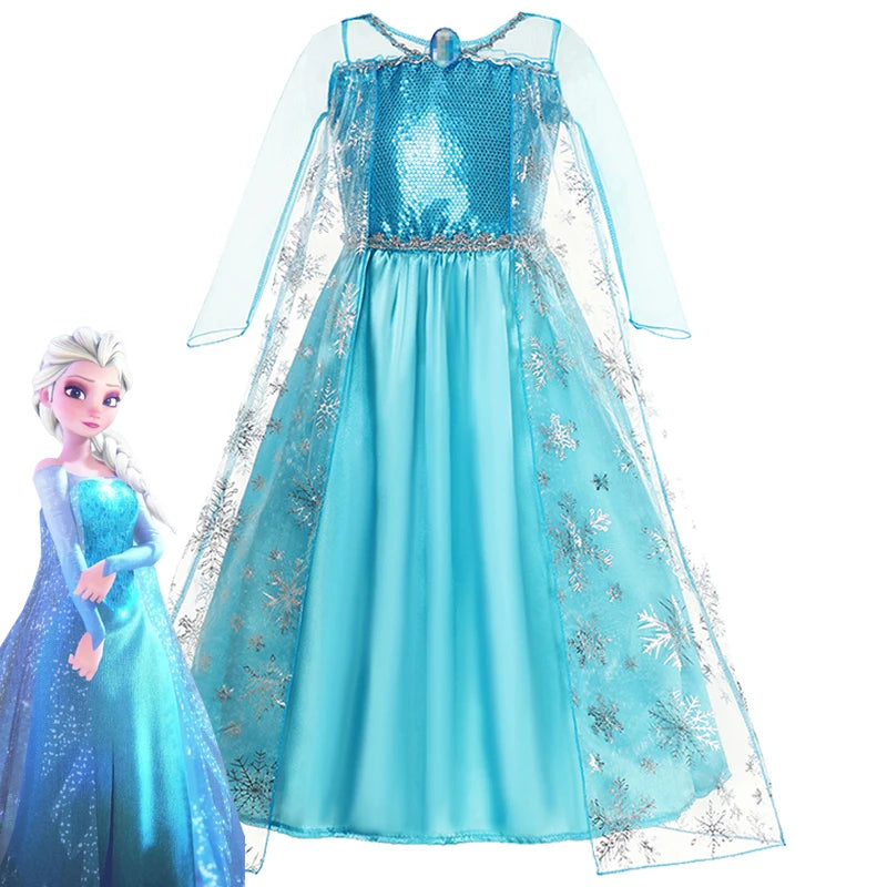 Disney Frozen Elsa Dress for Baby Girls 2-8 Years Christmas Birthday Gift