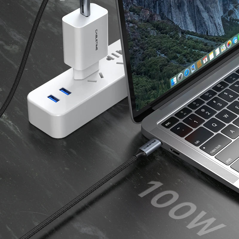 CABLETIME PD100W USB C Cable 20Gbps 4K Fast Charging Type C Cable
