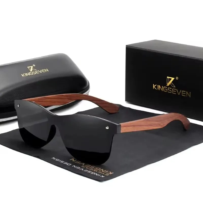 KINGSEVEN Unisex Natural Wooden Sunglasses for Driving.