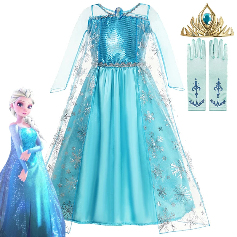 Disney Frozen Elsa Dress for Baby Girls 2-8 Years Christmas Birthday Gift