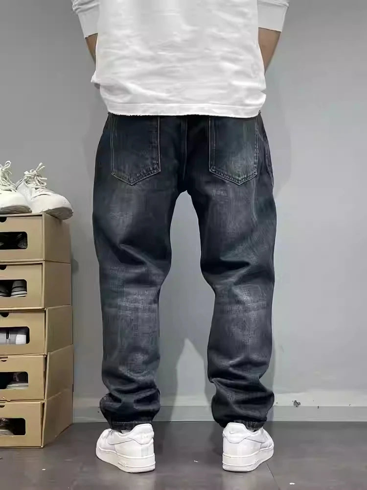 Patchwork Straight Leg Jeans Plus Size – Multi-Pocket Skater Denim