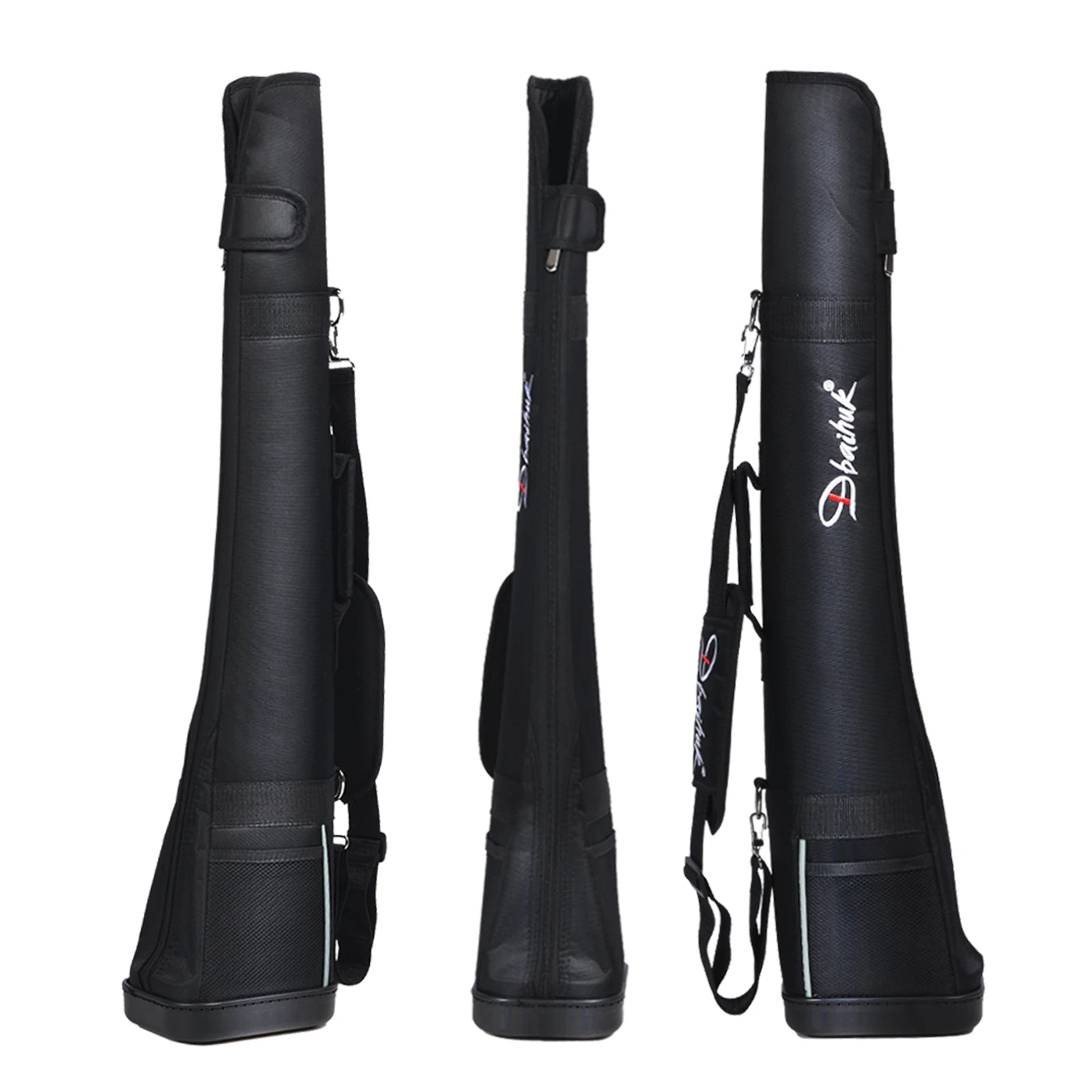 golf gun bag UK -Black pool cue case with a strap on a white background