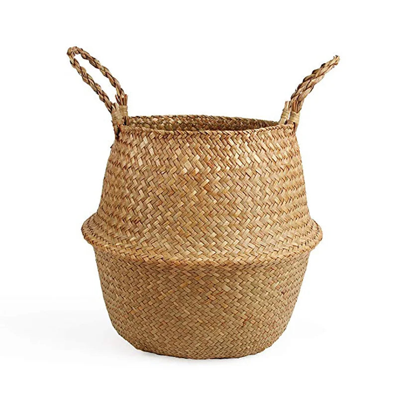 Wicker Rattan Storage Basket – Seagrass Laundry & Plant Holder