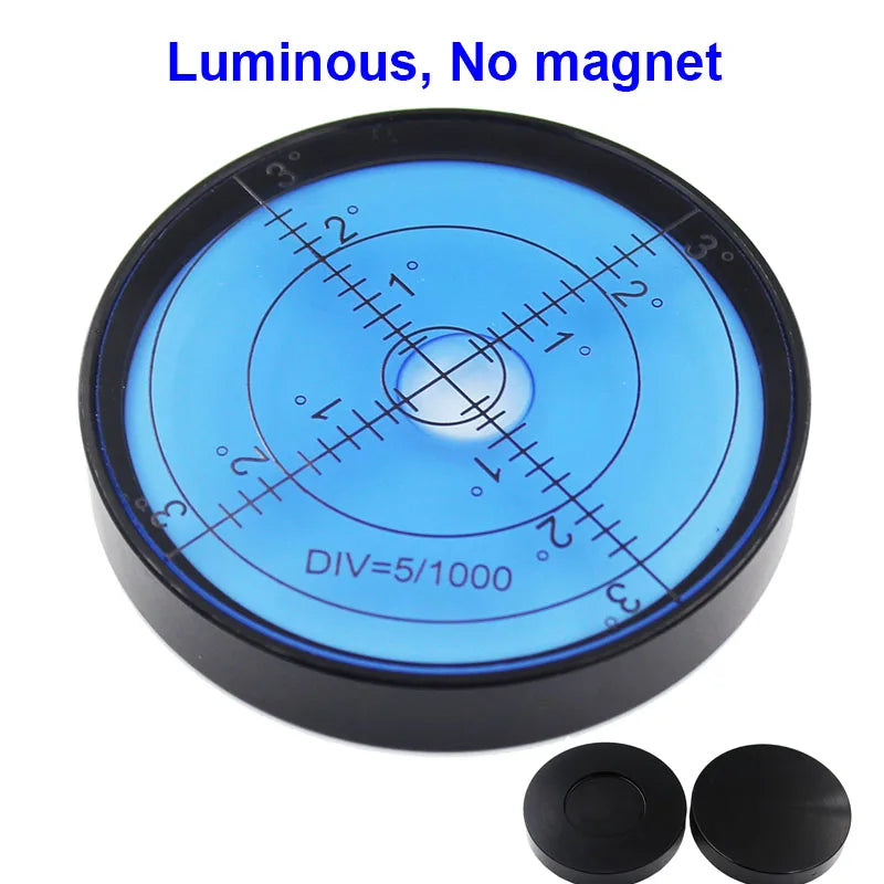 Luminous Universal Round Metal Spirit Level Bubble – 60×10mm Horizontal Level Tool with Magnetic Option
