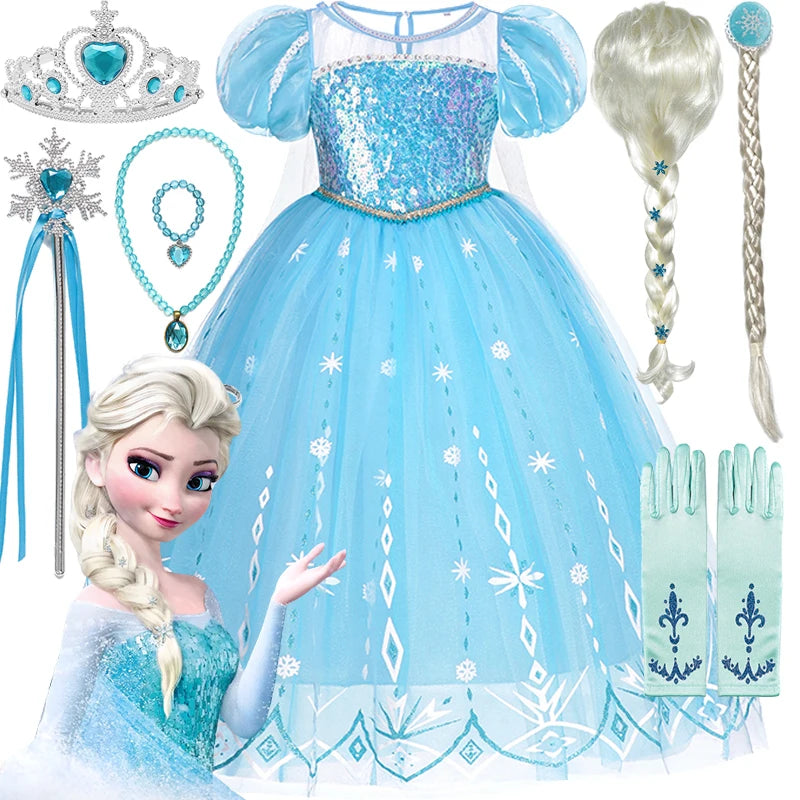 Disney Frozen Elsa Dress for Baby Girls 2-8 Years Christmas Birthday Gift