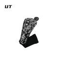 golf club head covers Uk black with a white graffiti-style pattern, shown on a plain white background with a black 'UT' logo in the top-left corner.