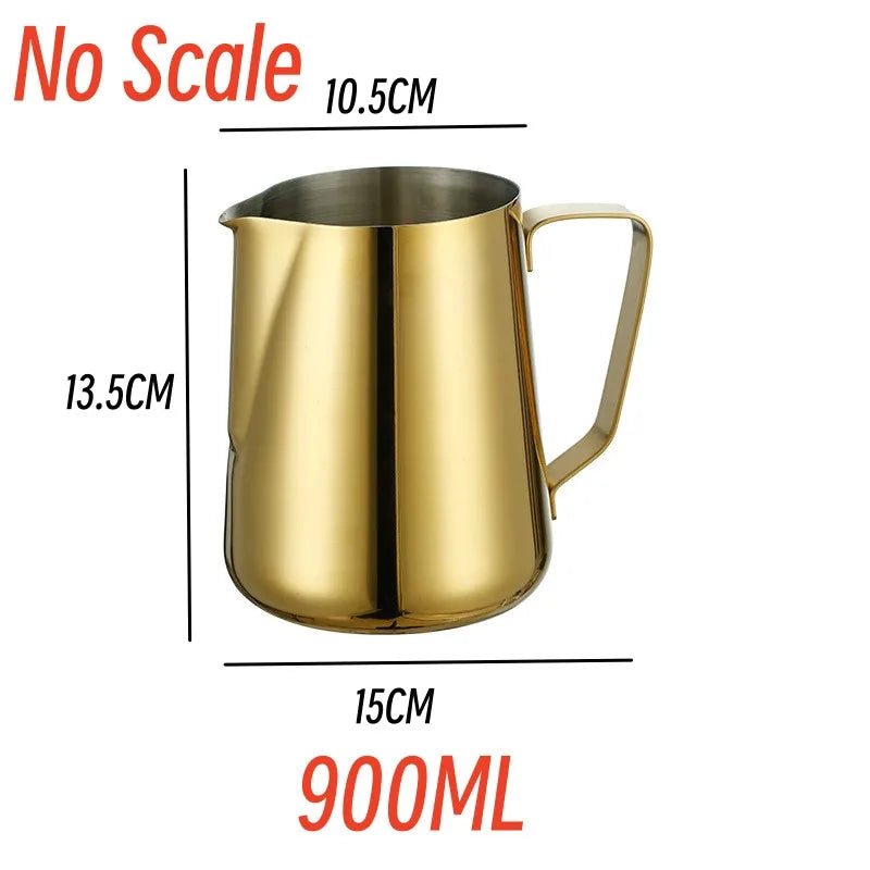 Stainless Steel Pitcher Coffee Frothing Jugs - 900ML.