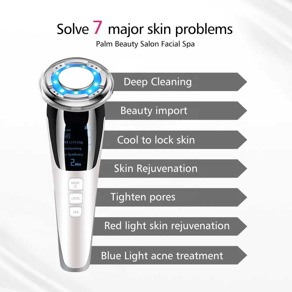 EMS RF Hot & Cold Facial Skin Massager Beauty Device for Women
