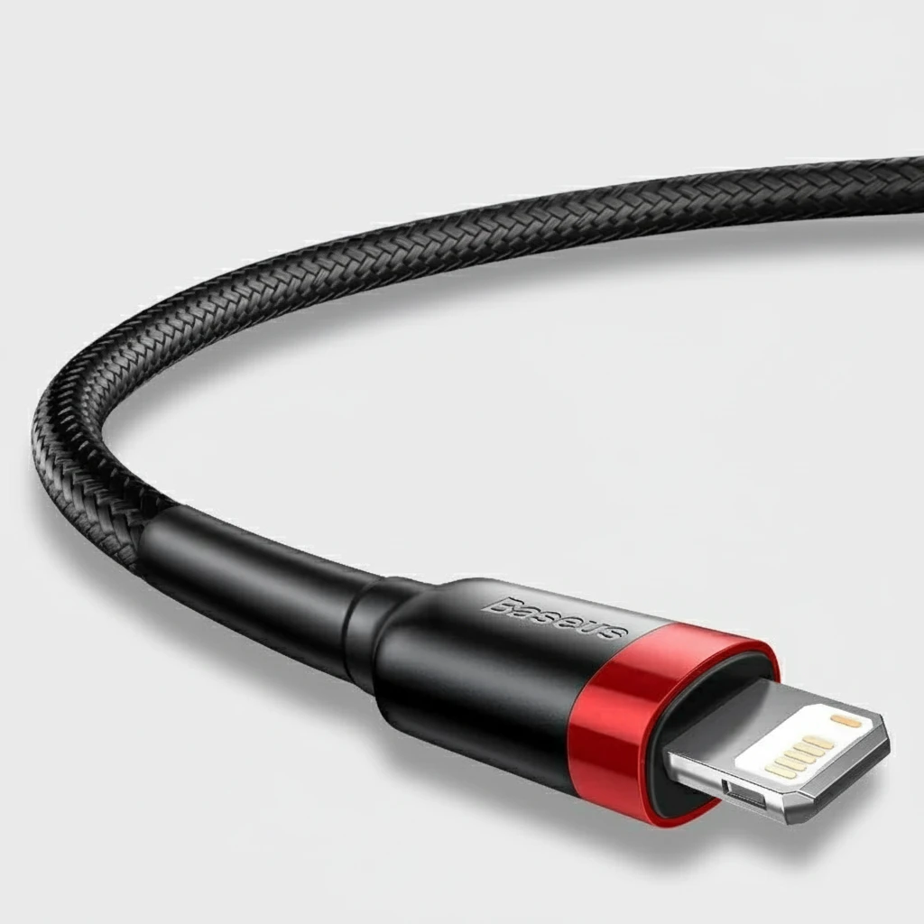 Baseus charging cable with lightning connector on a white background