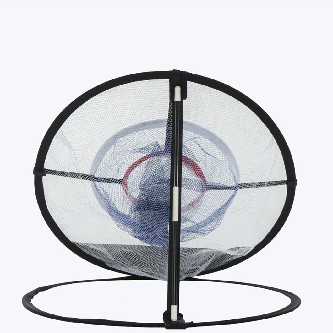 Golf chipping net UK collapsed and folded flat for easy storage — portable practice net