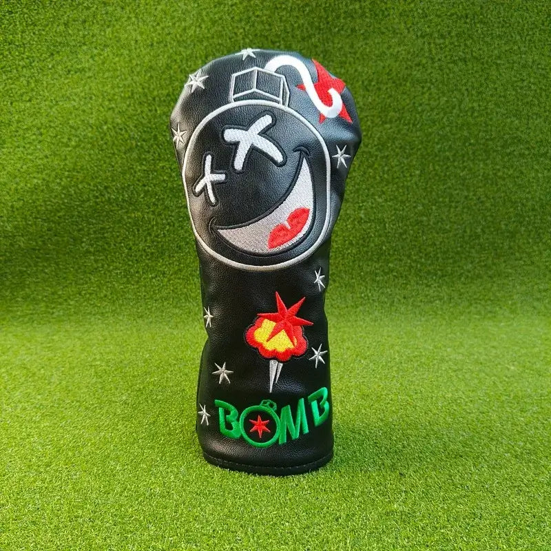 golf club cover UK - Golf club head cover with graphic design on a green background