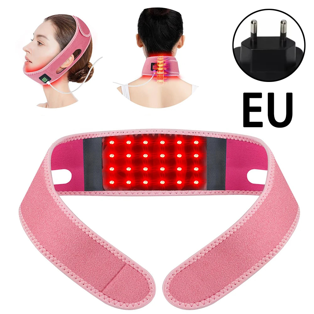 660nm Red Light Infrared 850NM Fabric Chin Neck Home Use Neck Heating Belt Lifting Firming Skin Neck Pain Relief Wrap Skin Care