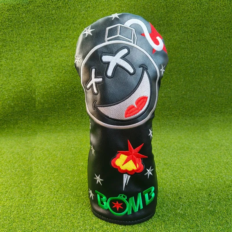 golf club cover UK - Golf club head cover with graphic design on a green background