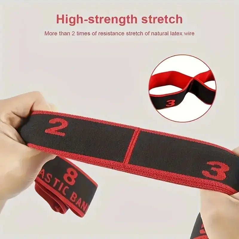 Yoga Elastic Resistance Band with 8 Rings – Pilates Stretching Rope - Adistore