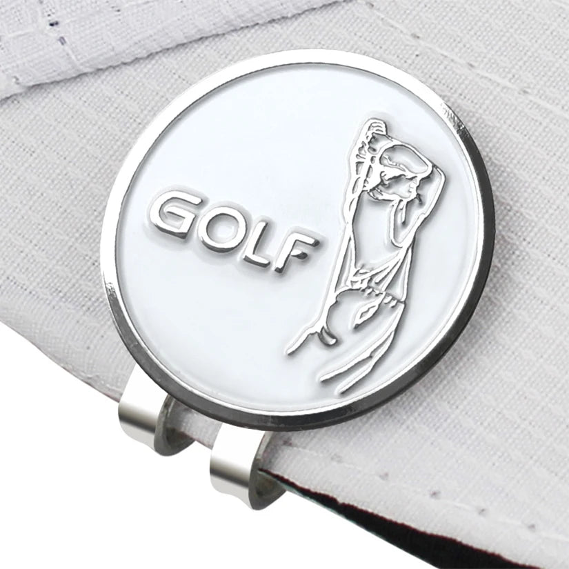 golf ball marker UK - Silver golf ball marker with 'GOLF' and a golfer silhouette on a white background