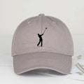Golf cap UK — golfer silhouette print baseball cap in grey unisex design