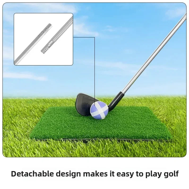 beginner golfer using chipper club on golf course