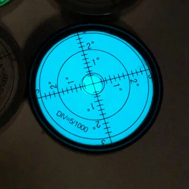 Luminous Universal Round Metal Spirit Level Bubble – 60×10mm Horizontal Level Tool with Magnetic Option