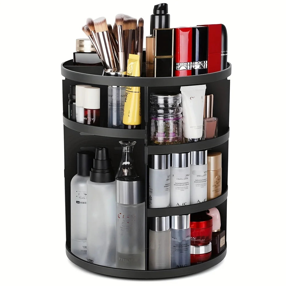 360° Rotating Makeup Organizer Clear Cosmetic Shelf