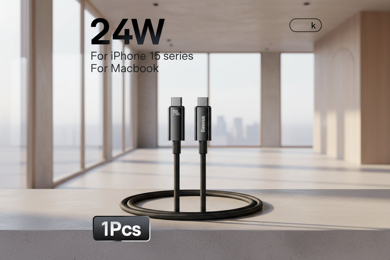 Baseus 240W USB-C Cable 6A – Super Fast Charge for MacBook & Xiaomi