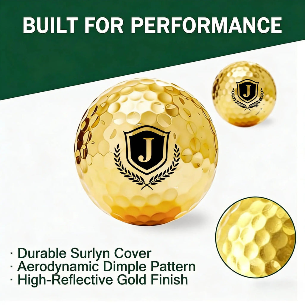 Novelty Golf Gifts for Men | Golden Golf Balls Gift Box Set of 3 | Adistore Golf