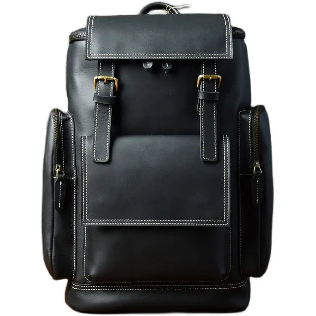 Vintage Crazy Horse Leather Men’s Hiking Backpack