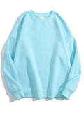 Blue Cotton Oversize Sweatshirt for Women – O-Neck Loose Pullover - Adistore