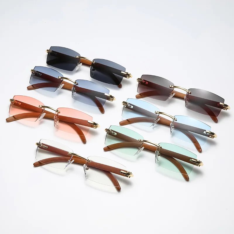 Punk Rimless Rectangle Sunglasses for Men – 2023 Vintage TrendGlasses Frameless Eyewear UV400 - Adistore