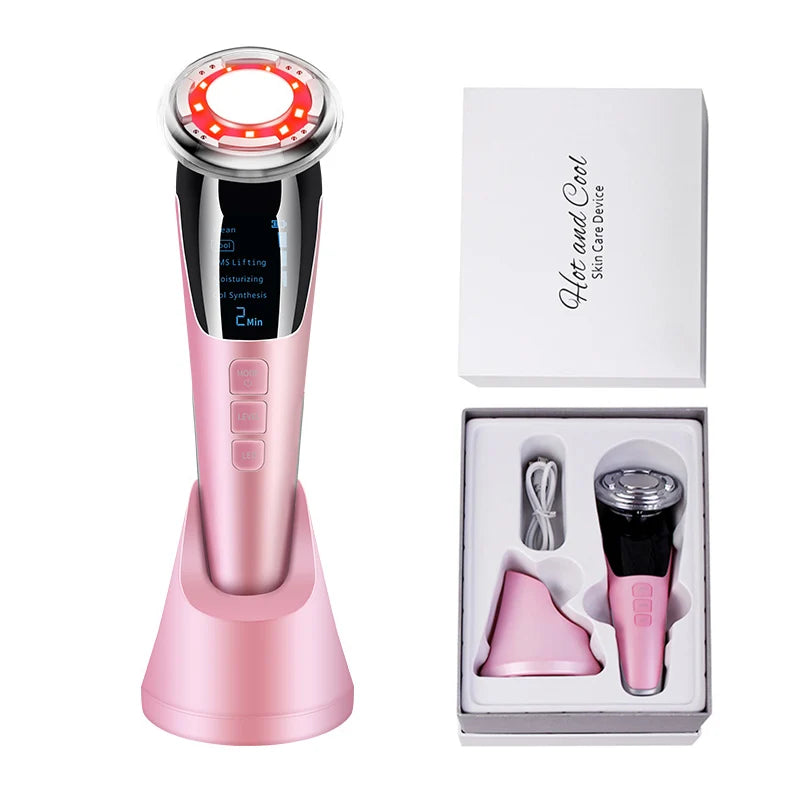 5-in-1 EMS Hot & Cold Facial Massager LED Device